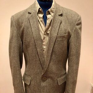Custom Bespoke One Button Brown Herringbone Tweed Suit 40 US